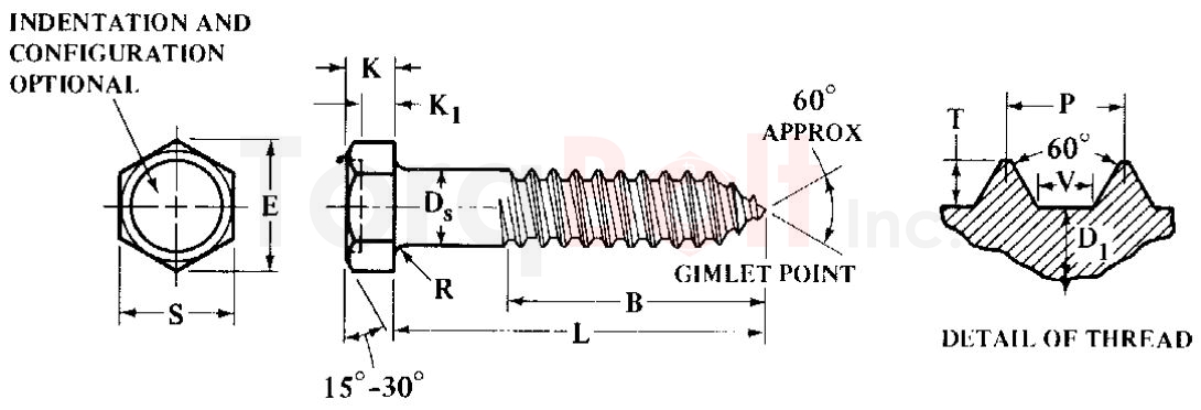 ASME B18.2.3.8m Hex Lag Screws