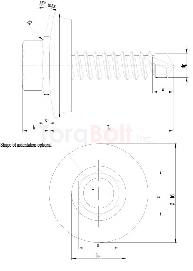 DIN 7504K Hexagon Head Self Drilling with Sealing Washer