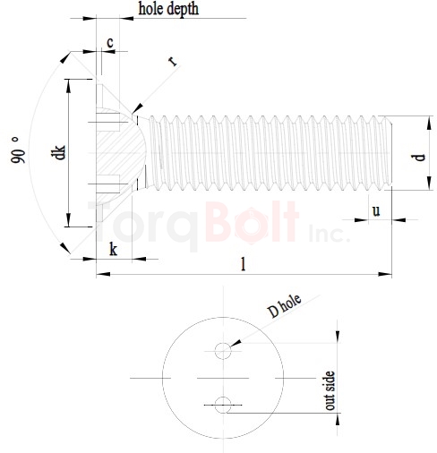 DIN 7991 2hole Countersunk Security Screws