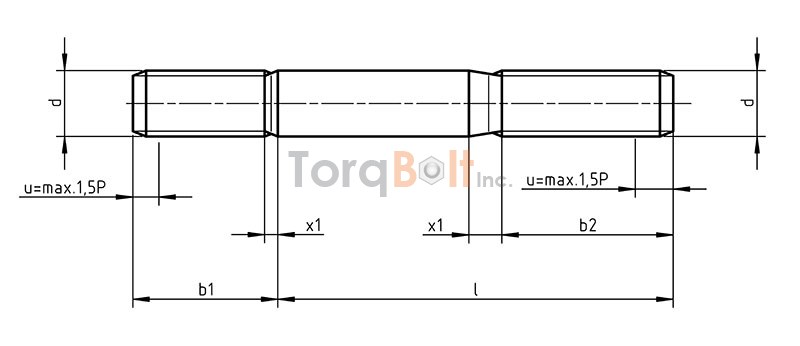 DIN 938 Double End Stud Bolts with Thread Engagement Length Equals to 1 x Diameter