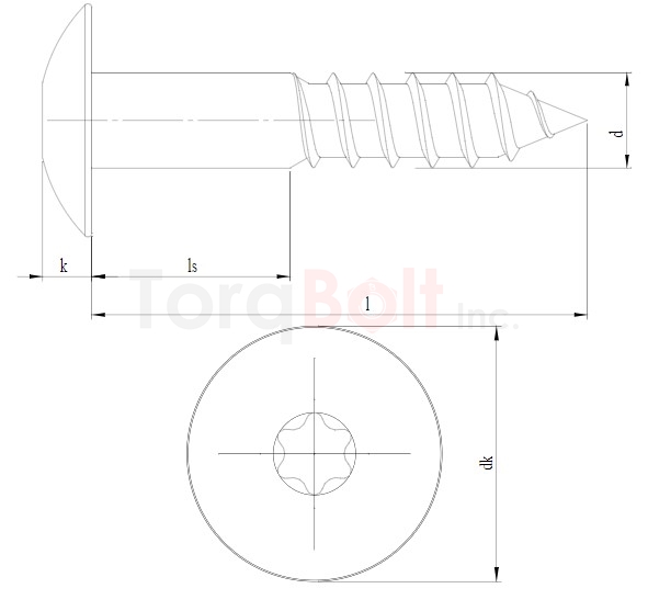 Hexalobular Mushroom Head Woodscrews