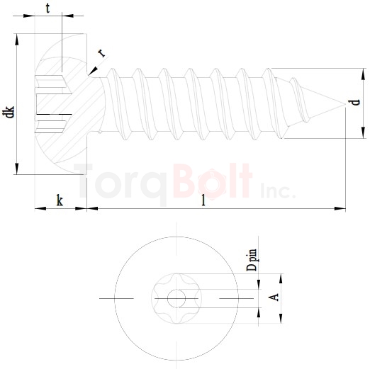 Hexalobular + Pin Button Self Tapping Security Screws