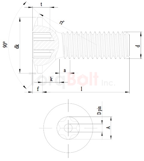 Hexalobular + Pin Raised Countersunk Security Screws