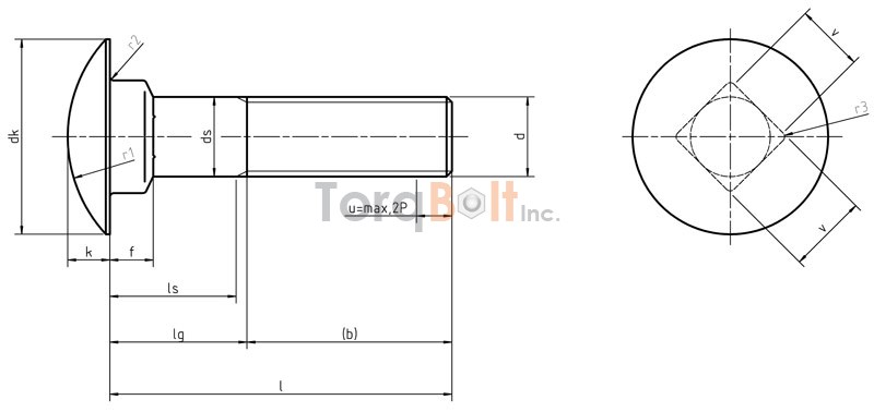 ISO 8677 Mushroom Head Square Neck Bolts